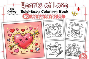 Hearts of Love Coloring Book, an Illustration by Ink Gallery