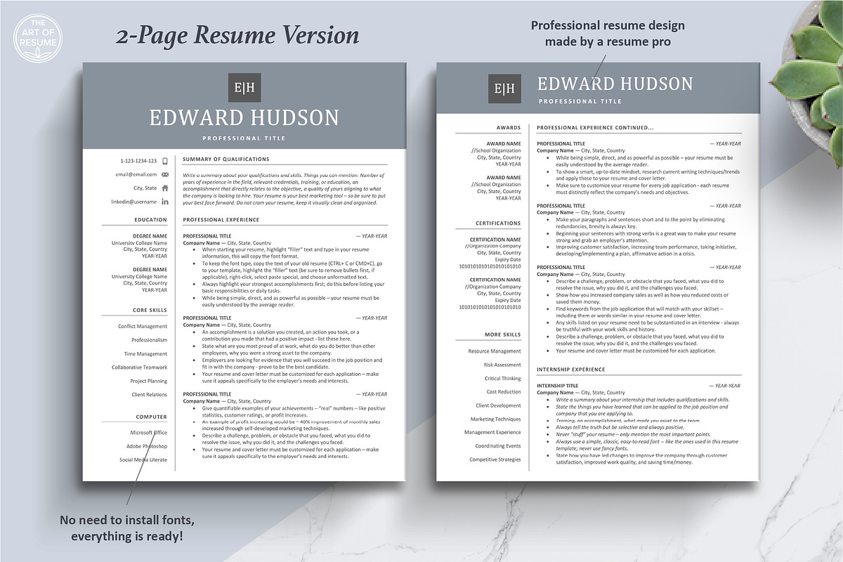 Executive Resume, CV Template, Cover, a Resume Template by The Art of Resume (Photo 4 of 8)