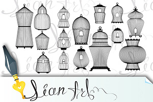 Black bird cage Silhouettes