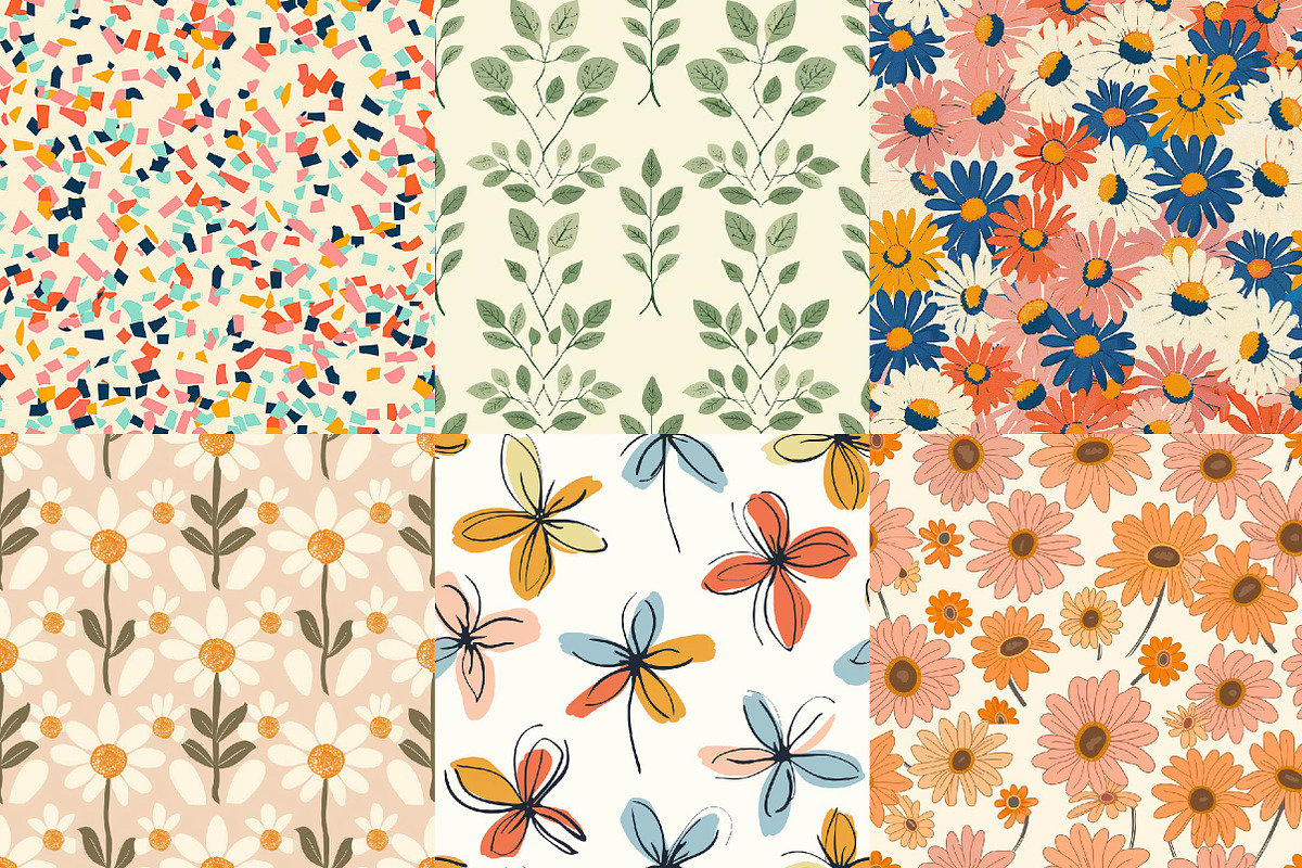 Floral Summer Digital Paper Bundle, a Texture Illustration by DreamPrint404 (Photo 2 of 7)