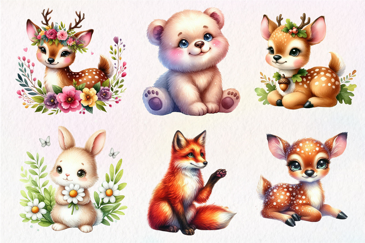 Cute Woodland Animal Clipart, an Illustration by Dream Creation (Photo 6 of 7)