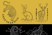 (LION,TIGER,DEER,RABBIT,WOLF) VECTOR, an Illustration by Ben studio (Thumbnail 1 of 6)