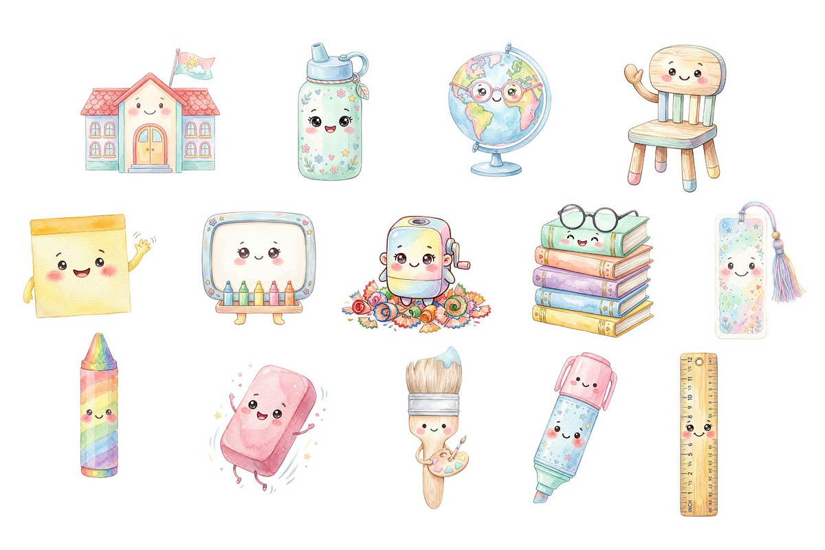 Cute Back to School Clipart Bundle, a Decorative Illustration by Arslan (Photo 2 of 5)