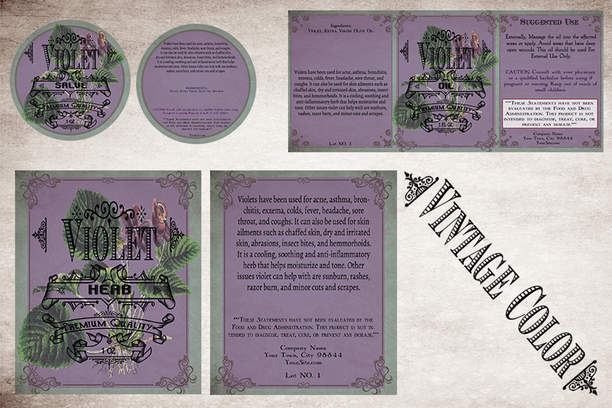 Violet Vintage Labels, a Stationery Template by S.M.R