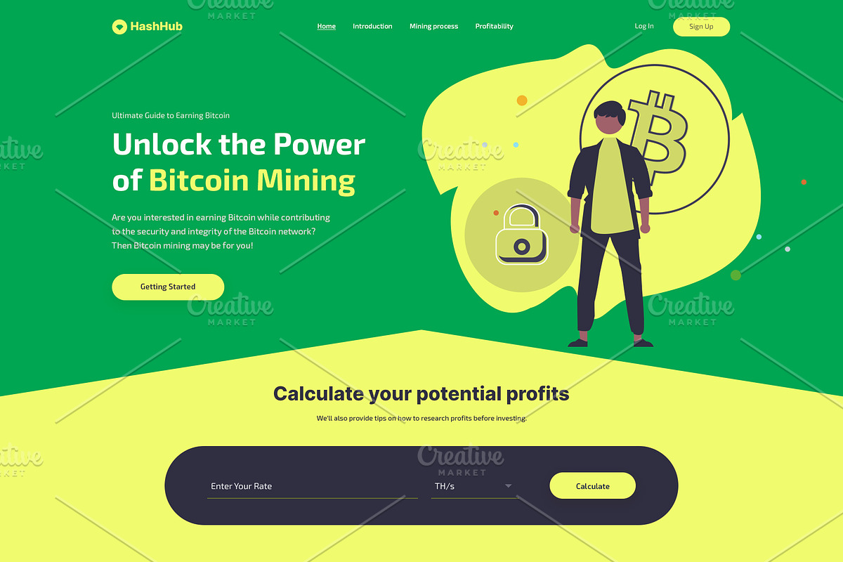 HashHub- Bitcoin Mining Landing page, a Landing Page Template by Sujun Baidyaa (Photo 2 of 2)