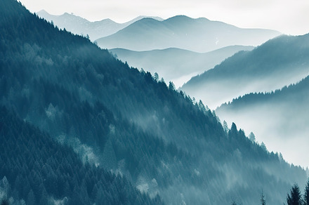 Misty mountain landscape stock photo, a Nature Photo by Virgo Studio