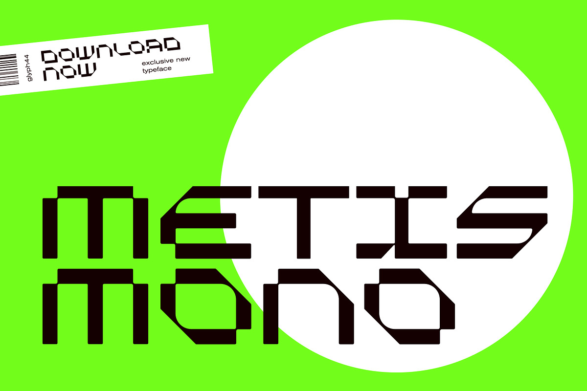 Metis Mono | Space Modern Font, a Font by Glyph44 (Photo 1 of 13)