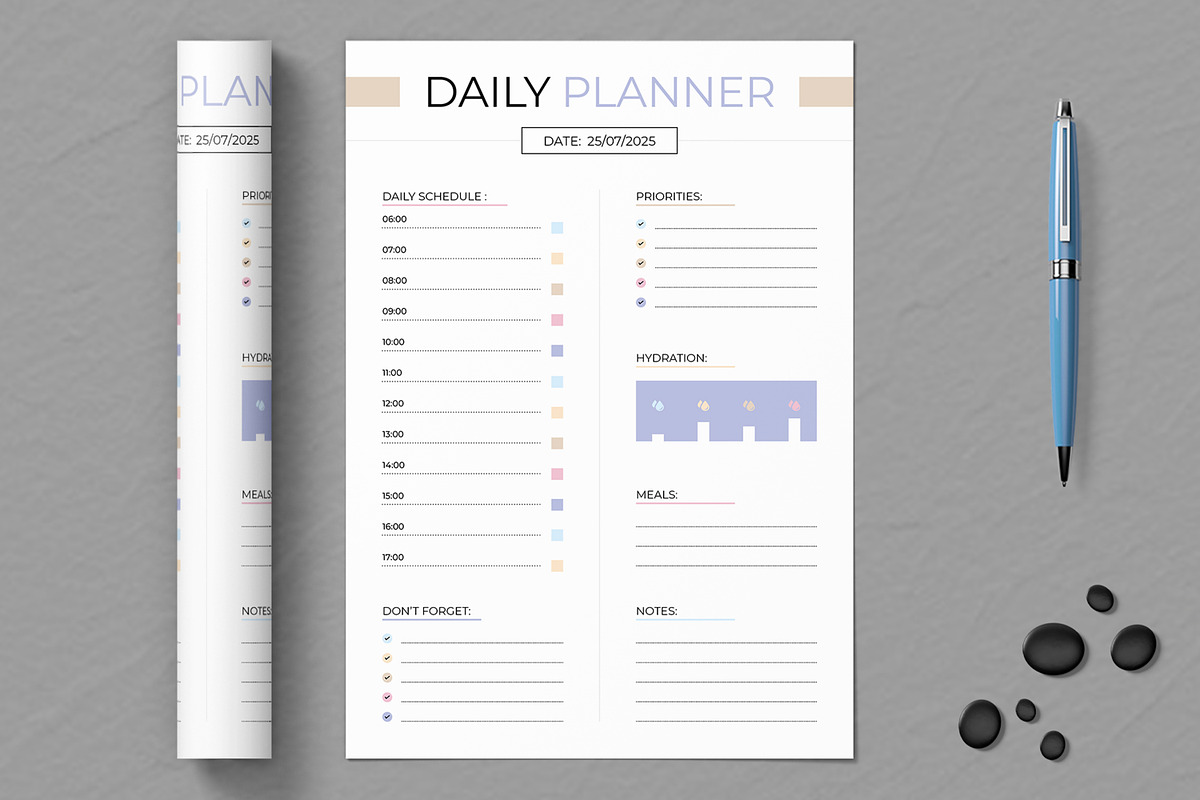 Daily Planner Template, a Stationery Template by ContestDesign (Photo 1 of 3)