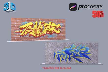 3D Model Graffiti Wall for Procreate