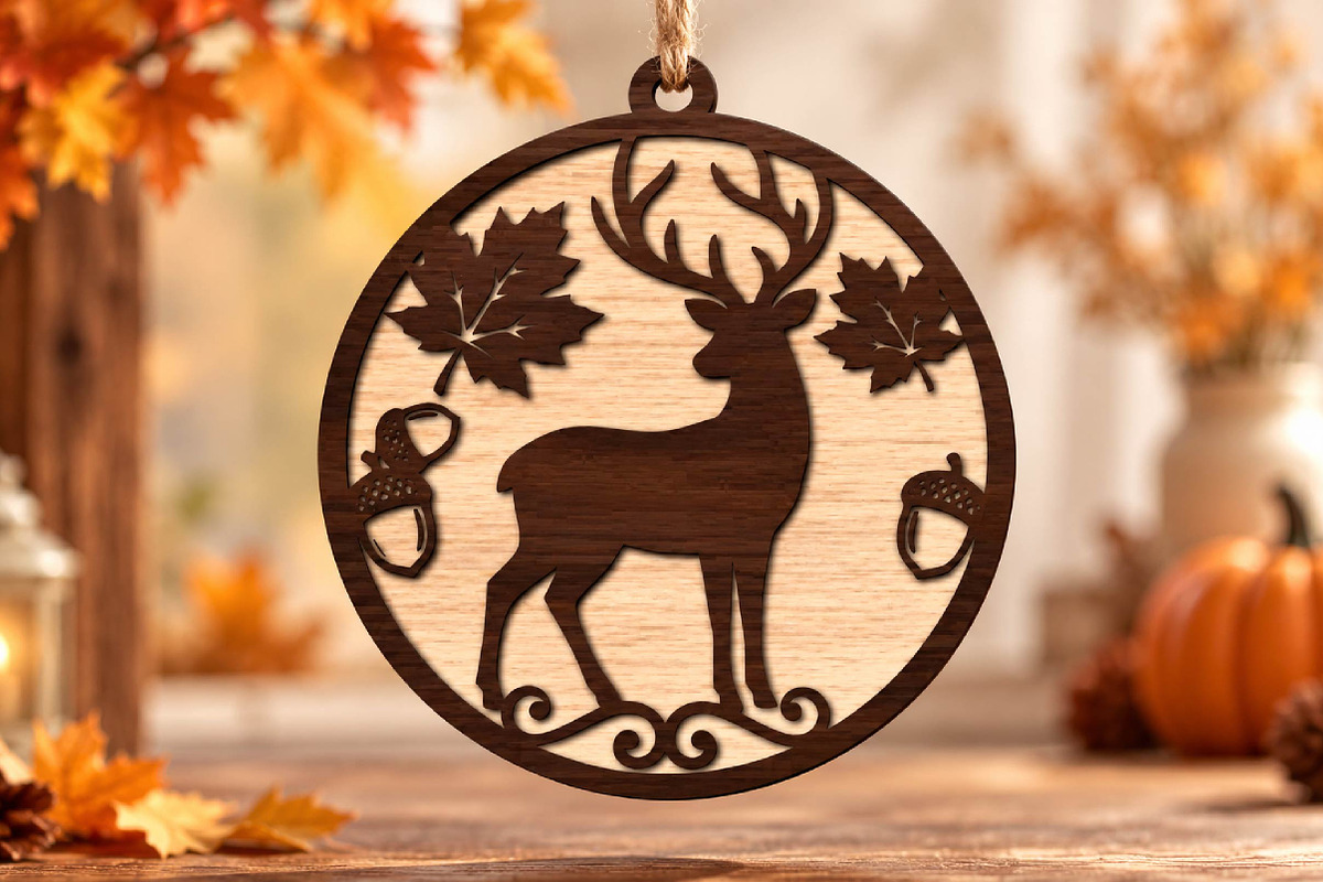 Autumn Deer Laser Cut SVG, an Object Graphic by DreamPrint404 (Photo 1 of 3)