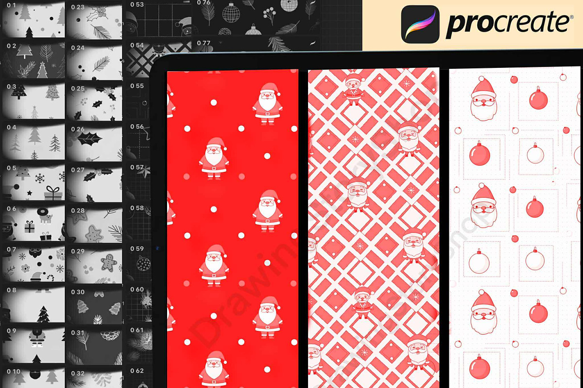 150Procreate Christmas Pattern Brush, a Brush Add-On by DrawingStoryShop (Photo 6 of 6)