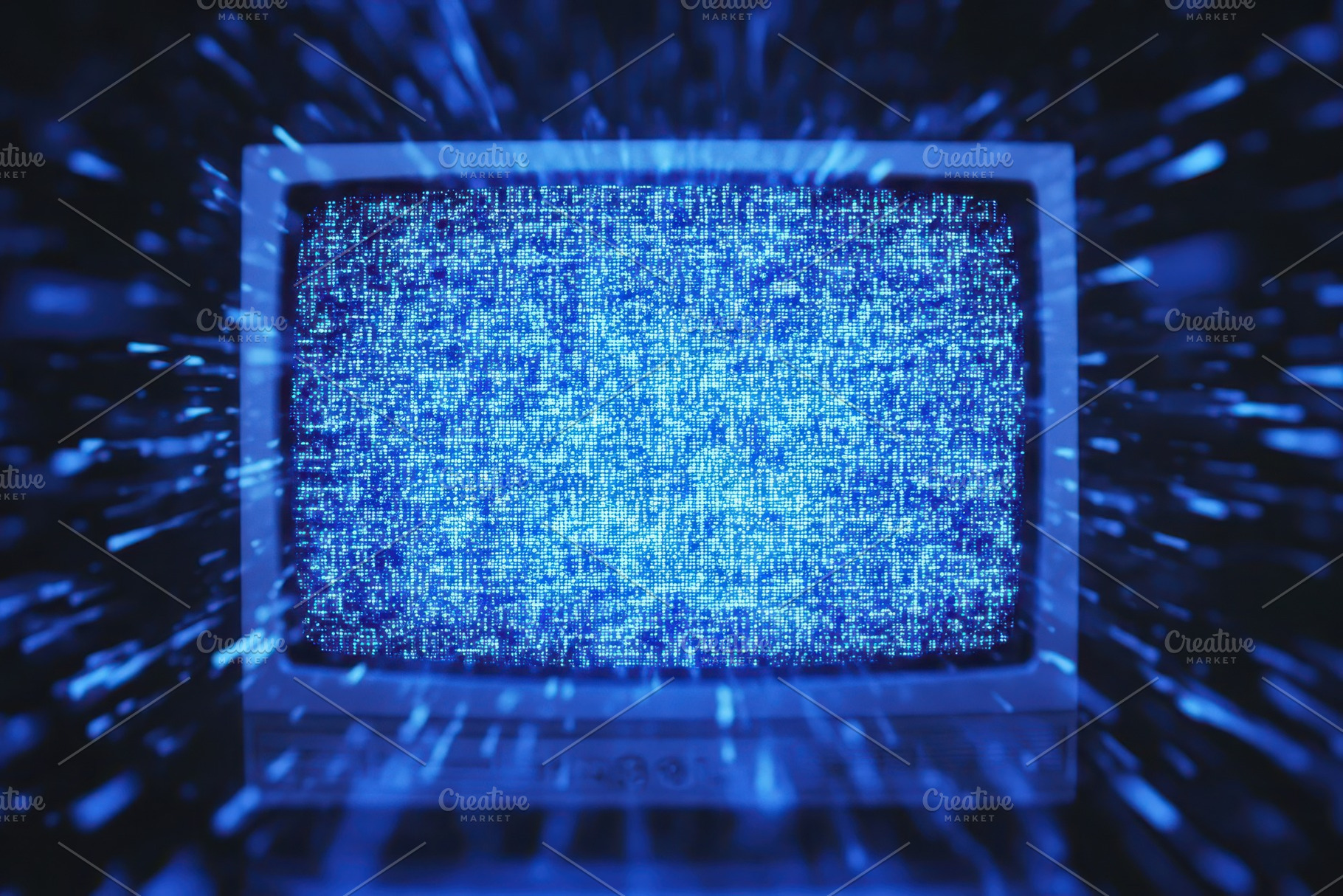Blue television screen displaying st, a Photo by Iftikhar Alam