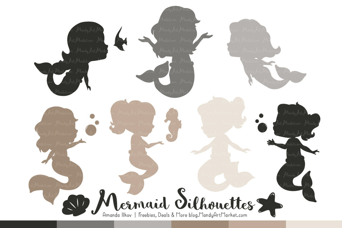 Shades of Neutral Mermaid Clipart, an Illustration by Amanda Ilkov (Photo 1 of 3)