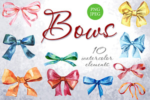 Watercolor bows, a Decorative Illustration by Watercolor fantasy