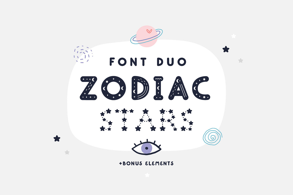 Zodiac Stars Font duo, a Script Font by JuliyArt (Photo 1 of 16)