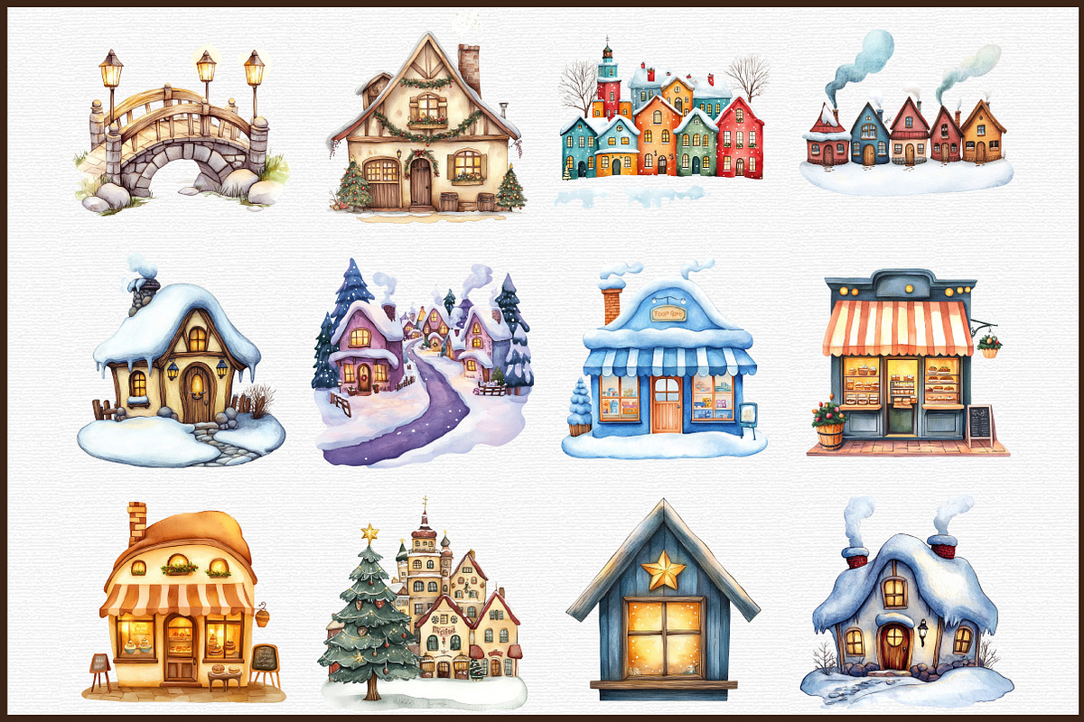 Little Town Winter Compositions PNG, an Illustration by Sublimation Artist (Photo 3 of 6)
