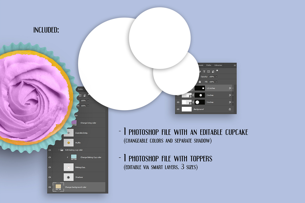 Cupcake topper mockup. Top view., a Cups & Container Mockup by Dorado Stock (Photo 2 of 5)