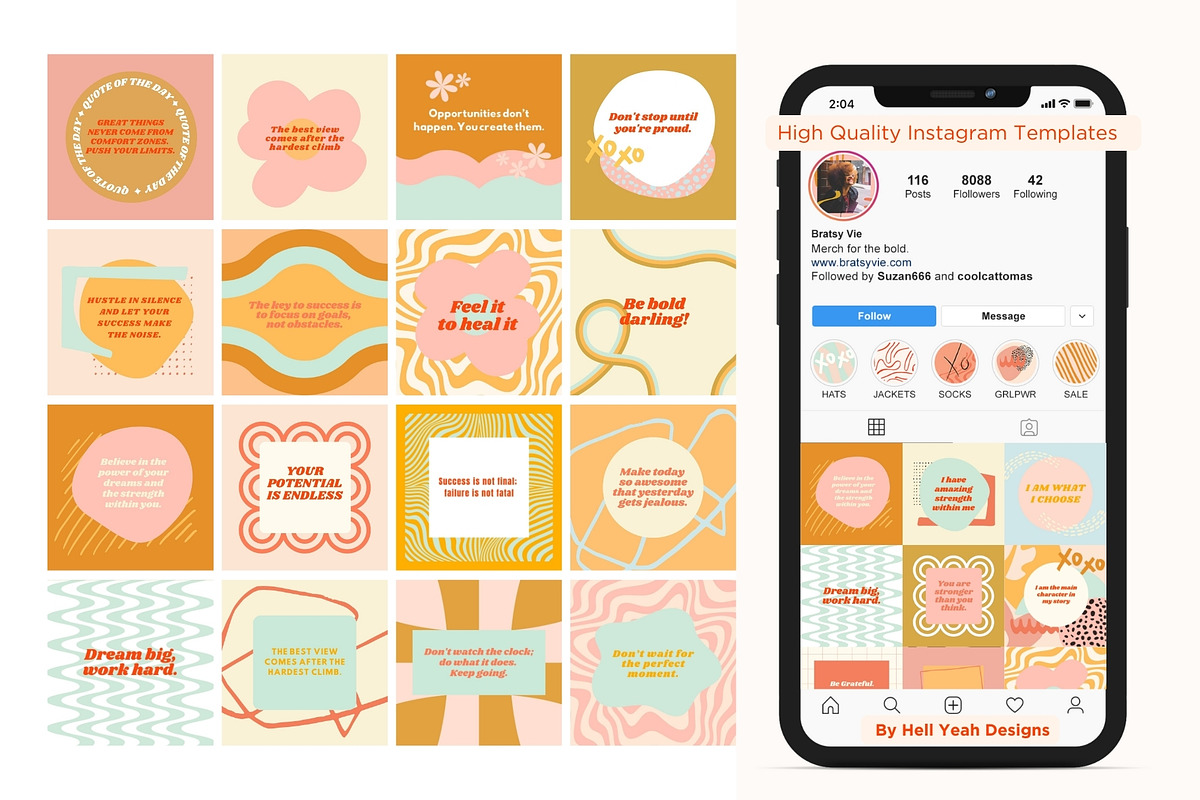 HUGE Bold Instagram Templates Bundle, a Social Media Template by Hell Yeah Designs (Photo 2 of 11)