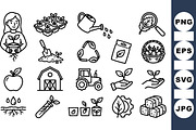 Farm Gardening Line Art Set, an Illustration by designvectx (Thumbnail 1 of 3)
