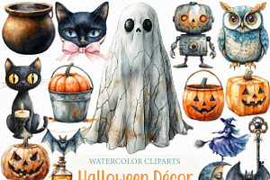 Vintage Halloween Décor Clipart, an Illustration by Craft Nest