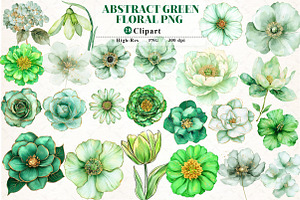Abstract Green Watercolor Floral Cli, an Illustration by Watercolor design
