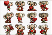 Whimsical Valentine s Koala Clipart, an Illustration by Sublimation Artist (Thumbnail 3 of 6)