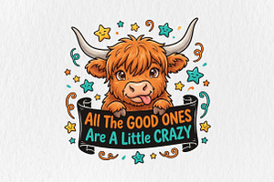 Funny Crazy Highland Cow Sarcastic, a Seasonal Illustration by CraftArtStudio