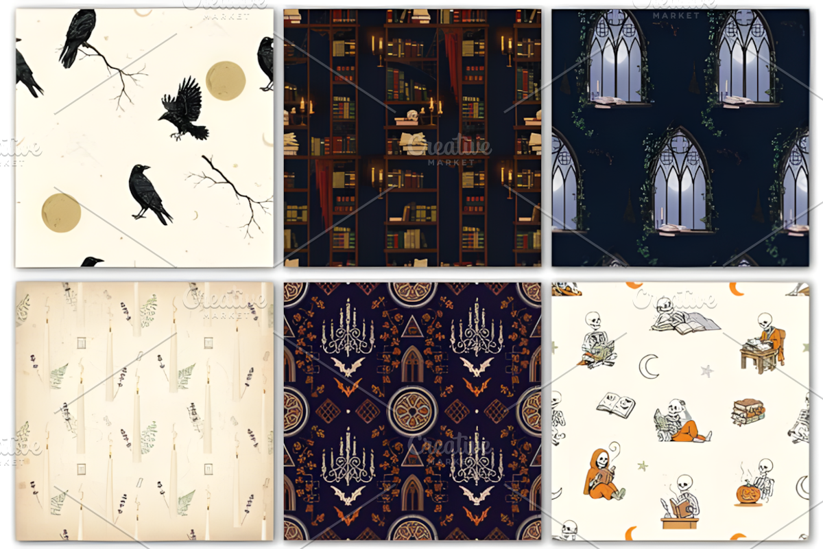 Dark Academia Halloween Pattern, a Pattern Graphic by Design Station (Photo 3 of 4)