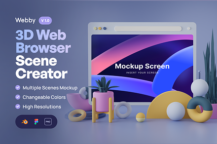 Webby - 3D Phone Scene Mockups, an Object 3D Model by Illustraly Design