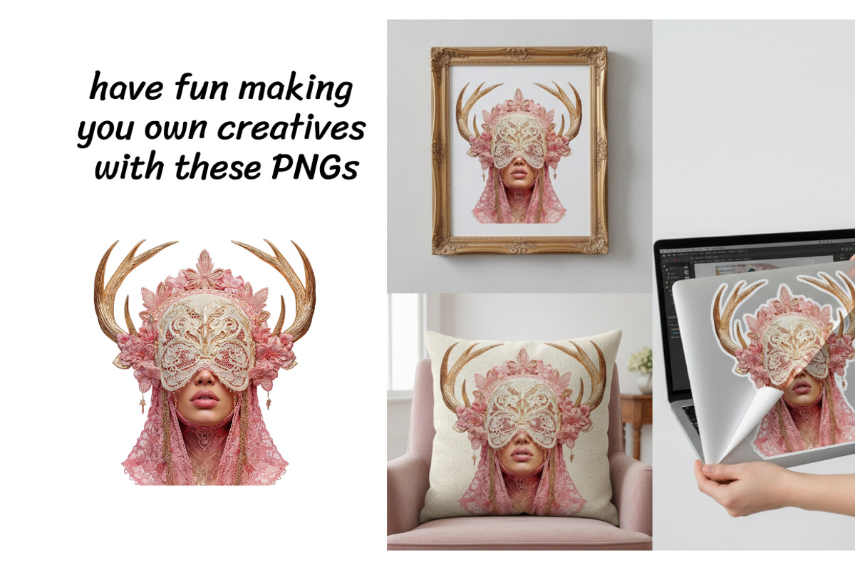 Pink & Cream Vintage Rococo Clipart, a Decorative Illustration by InkyQueenArt (Photo 3 of 6)