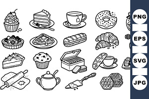 Vintage Bakery Treats Clipart Set, an Illustration by designvectx