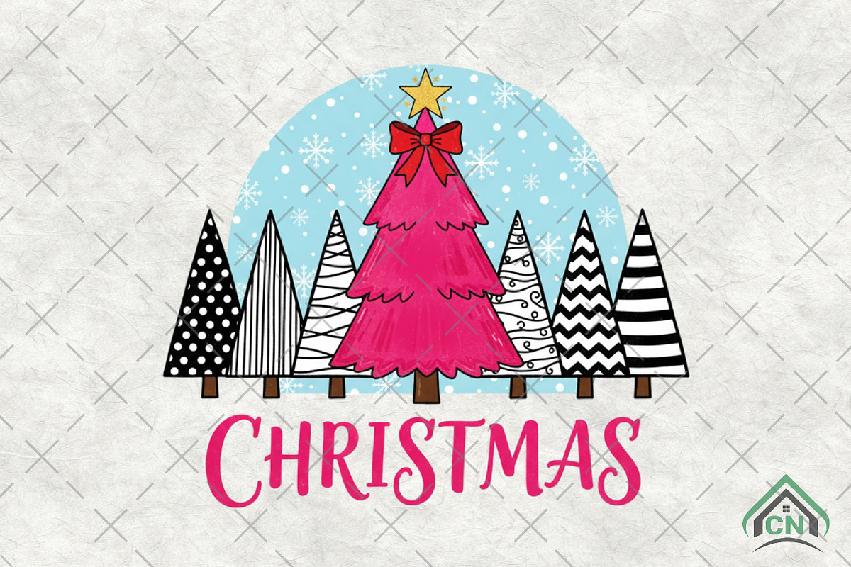 Pink Christmas Trees PNG, an Illustration by Craft Nest (Photo 1 of 6)