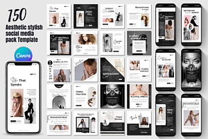 150 Animated Canva Social Media Pack, a Social Media Template by TheBrightGrap