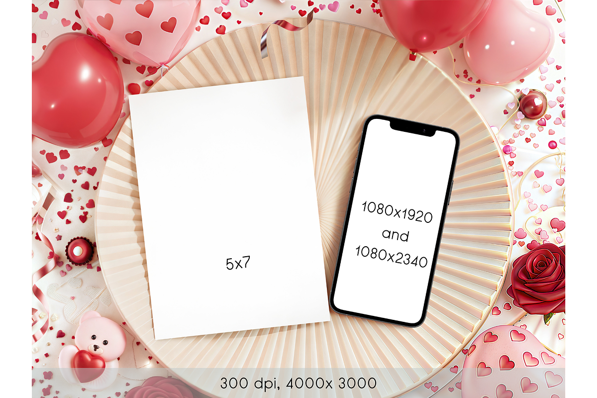 Valentine Card and Phone Mockup, a Product Mockup by MockupWizard (Photo 2 of 4)