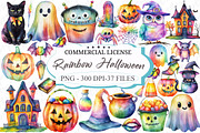 Cute Rainbow Halloween Clipart, an Illustration by designcity5 (Thumbnail 1 of 5)
