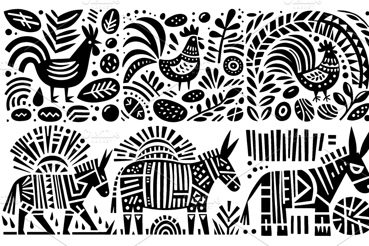 Vintage Birds Folk Art, a Decorative Illustration by devastd (Photo 28 of 28)