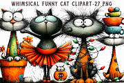 Whimsical Funny Cat Clipart, an Illustration by Libby Wishes (Thumbnail 1 of 7)