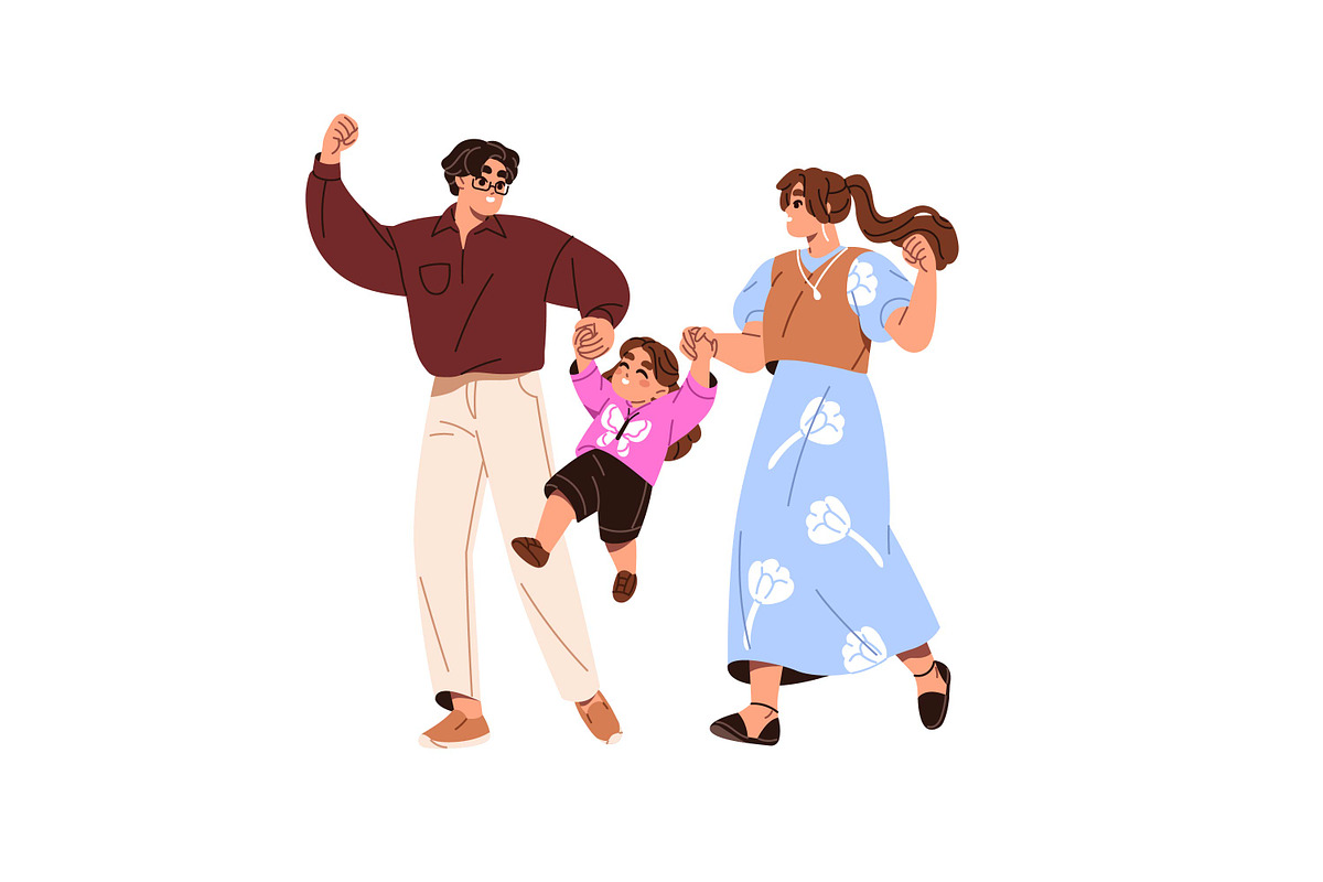 Families with kids celebrating set, a Person Illustration by PaperTrident (Photo 3 of 7)