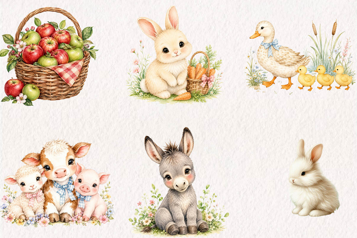 Farm Animal Clipart - Watercolor, a Seasonal Illustration by CreationArt (Photo 3 of 7)