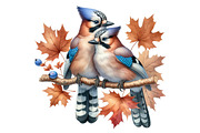 Cute Autumn Jay Birds Clipart, an Illustration by DreamArtGraphic (Thumbnail 3 of 4)