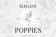 Elegant Poppies Spring flowers, an Illustration by ms Julia Nova (Thumbnail 1 of 7)