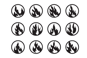 Flat design fire logo set flame, a Branding & Logo Template by Maylianaw28
