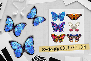 Butterfly Vector Seamless Patterns