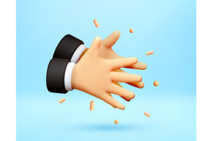 3D human hands clapping icon., an Object Illustration by Abscent
