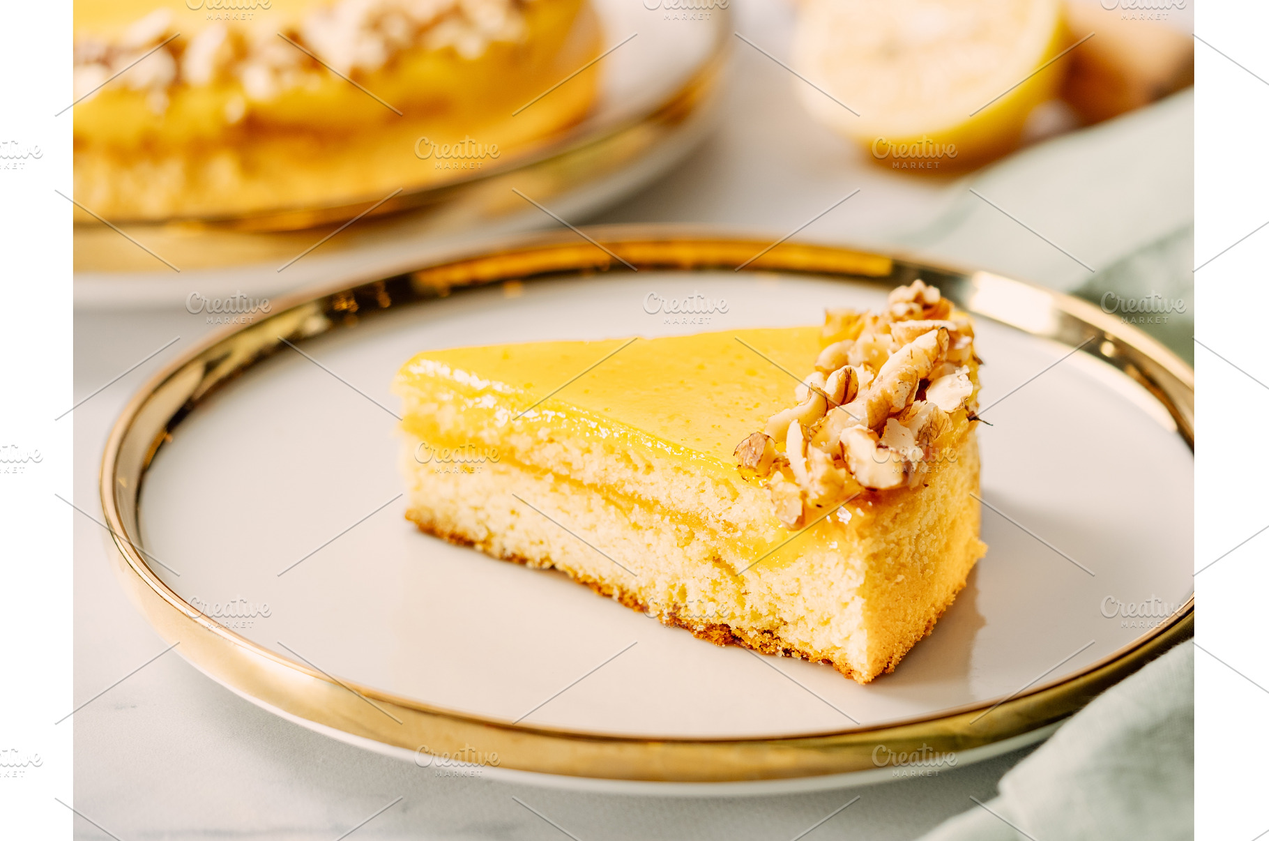 Piece of delicious lemon tart, cake, a Food & Drink Photo by Fascinadora