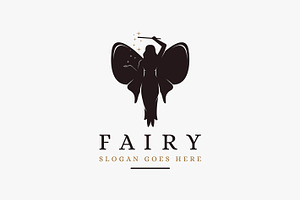 Flying Magical Fairy Logo Vector