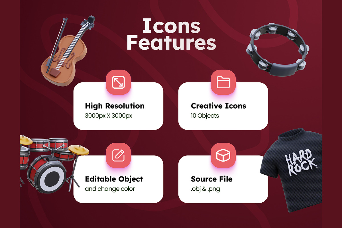 Music Concert 3D Icons, an Object 3D Model by Rakata Studio (Photo 2 of 7)