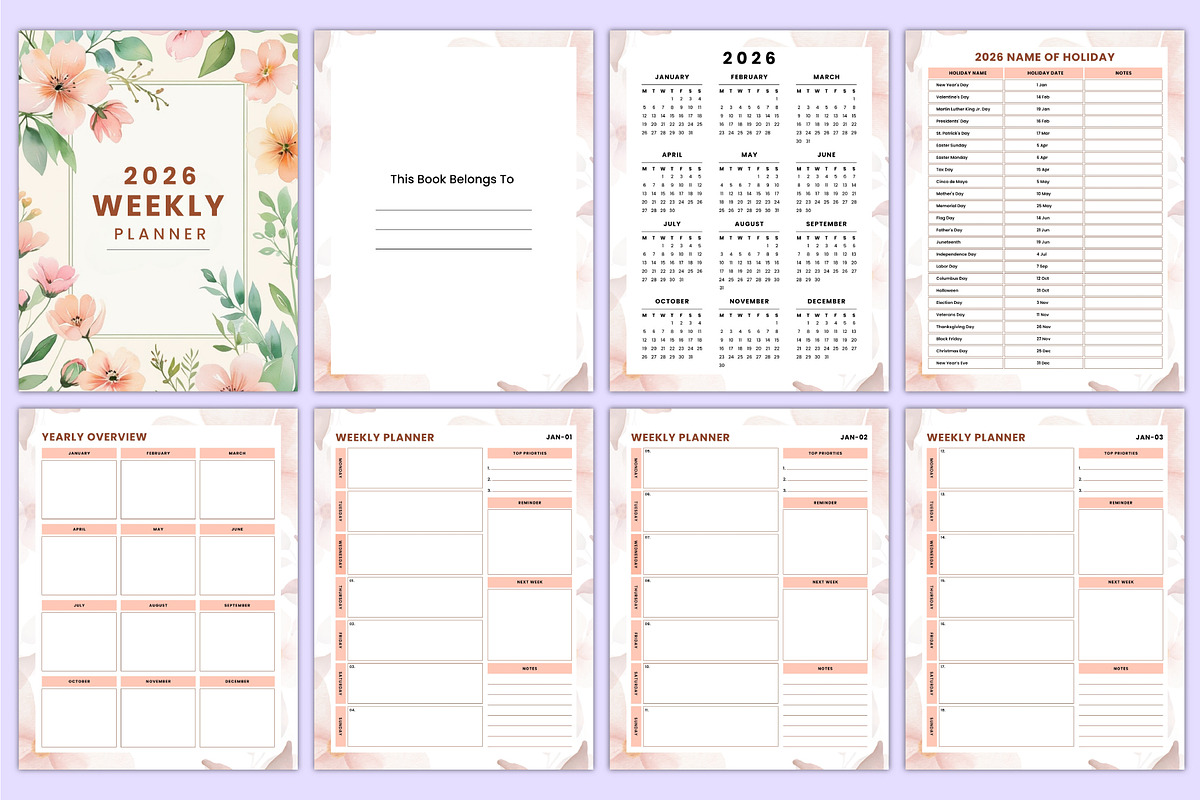 2026 Dated Weekly Planner Canva, a Stationery Template by Mustafiz (Photo 3 of 5)