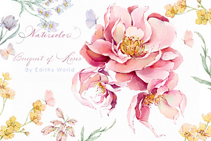 Watercolor botanical bloom bundle