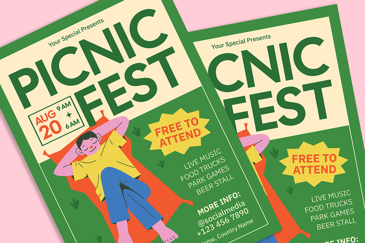 Picnic Festival Flyer, a Flyer Template by Gumico Studio. (Photo 3 of 3)